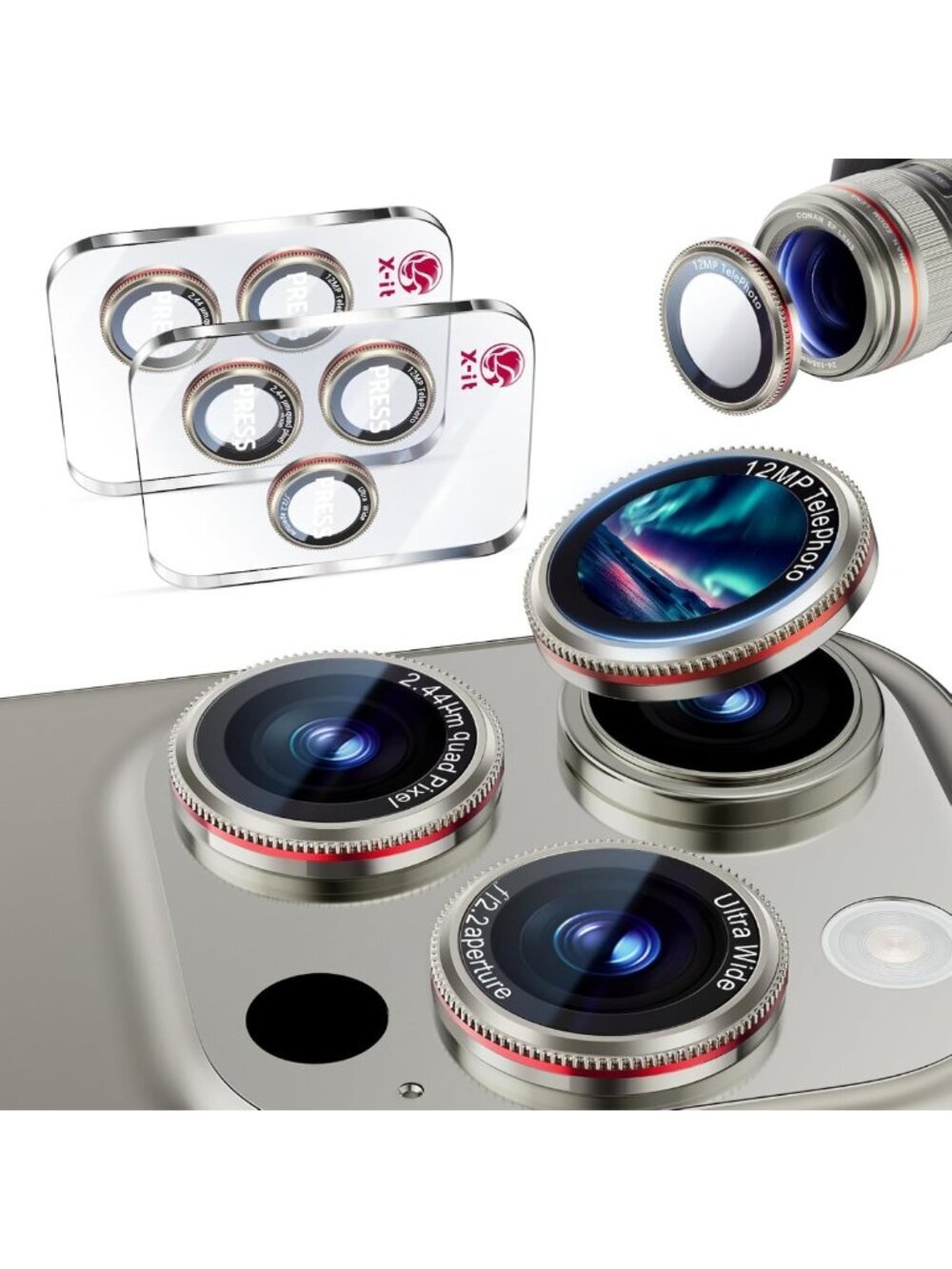2-Pack Shatterproof Camera Lens Protector for iPhone 16/15/14 Pro Max & Pro, 9H